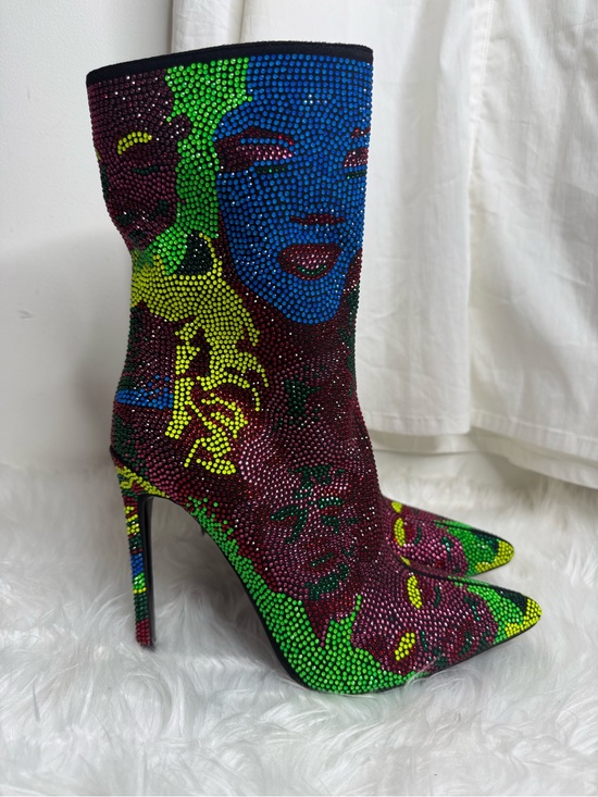 Azalea Wang Shoes - AZALEA WANG Multicolor Crystal Embellished Stiletto Sock Boot